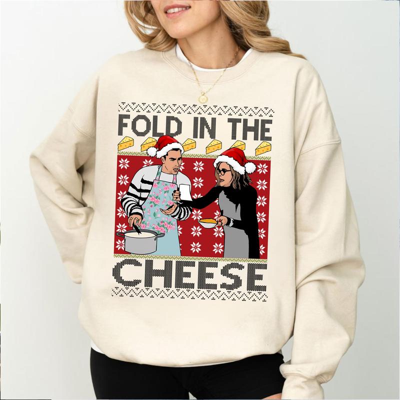 Schitt’s Creek “Fold In The Cheese” Christmas Sweatshirt - Ugly Sweater Style Apparel