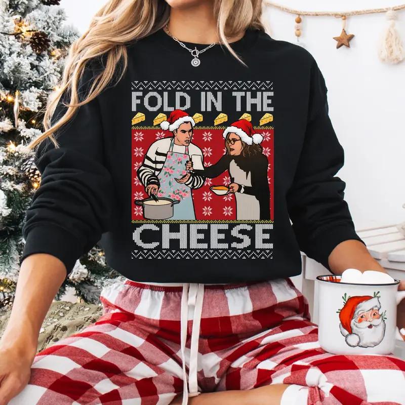 Schitt’s Creek “Fold In The Cheese” Christmas Sweatshirt - Ugly Sweater Style Apparel