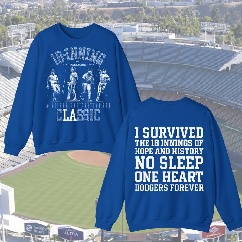 18-Inning Classic Baseball Apparel - Dodgers Fan Tribute Shirt, Crewneck, Hoodie