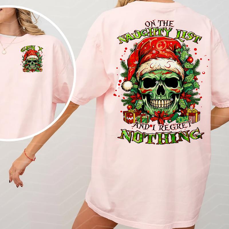 Gen X Christmas Skull Hoodie - “Naughty List & No Regrets” Two-Sided Apparel