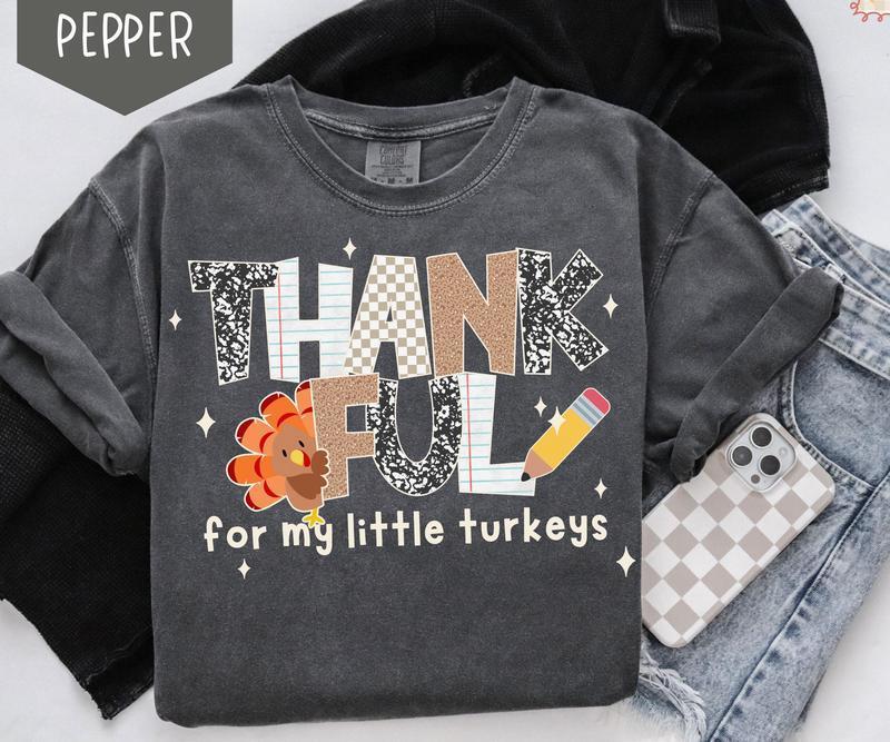 Thankful Teacher Shirt, Fall Turkey Teacher Shirt, Thanksgiving Teacher Tee