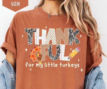 Thankful Teacher Shirt, Fall Turkey Teacher Shirt, Thanksgiving Teacher Tee