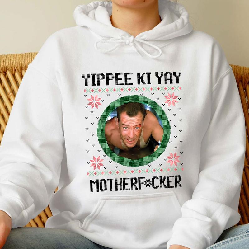 “Yippee Ki Yay” Movie Christmas Apparel - Retro Knit Style Sweatshirt & Hoodie Collection
