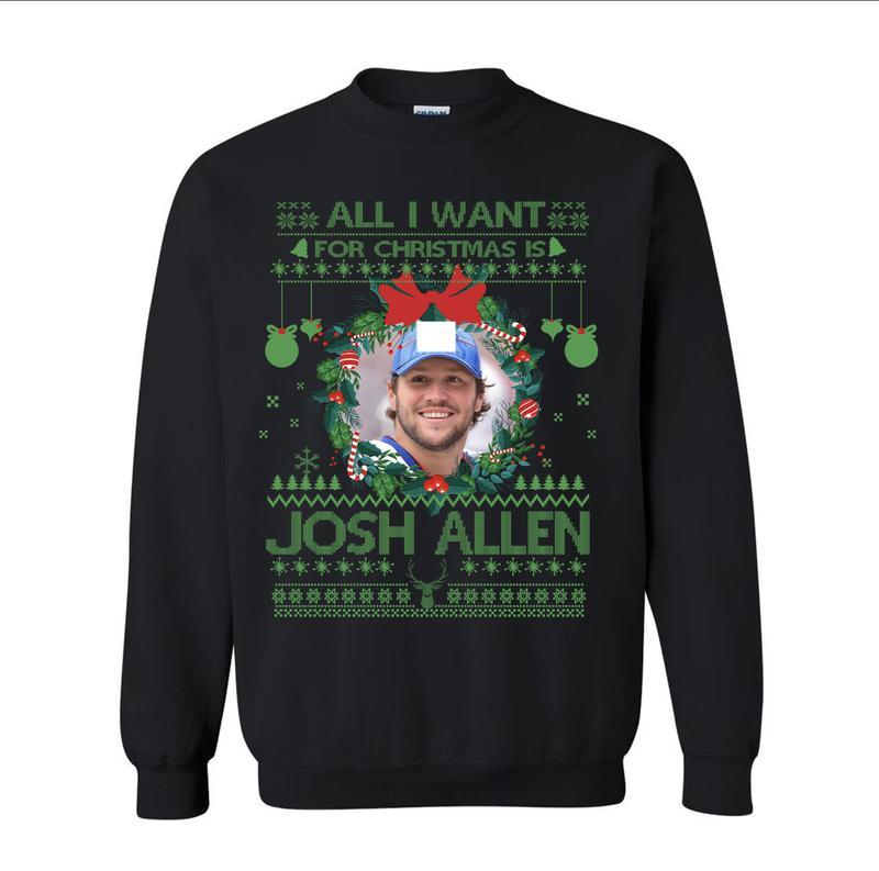 Josh Allen Christmas Tribute Sweatshirt - Ugly Sweater Style Football Fan Apparel
