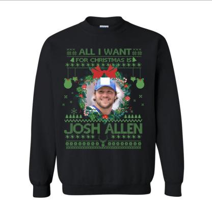Josh Allen Christmas Tribute Sweatshirt - Ugly Sweater Style Football Fan Apparel