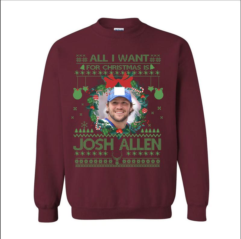 Josh Allen Christmas Tribute Sweatshirt - Ugly Sweater Style Football Fan Apparel