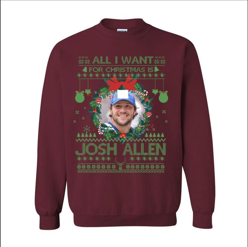 Josh Allen Christmas Tribute Sweatshirt - Ugly Sweater Style Football Fan Apparel