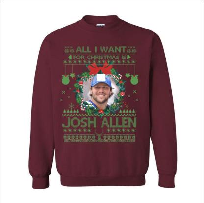 Josh Allen Christmas Tribute Sweatshirt - Ugly Sweater Style Football Fan Apparel