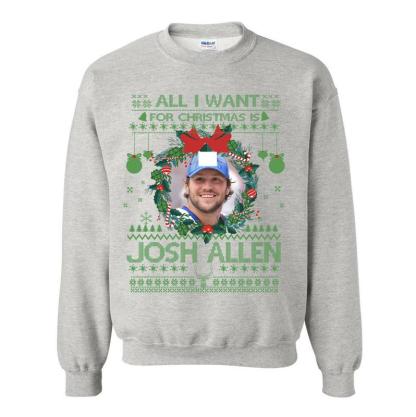 Josh Allen Christmas Tribute Sweatshirt - Ugly Sweater Style Football Fan Apparel