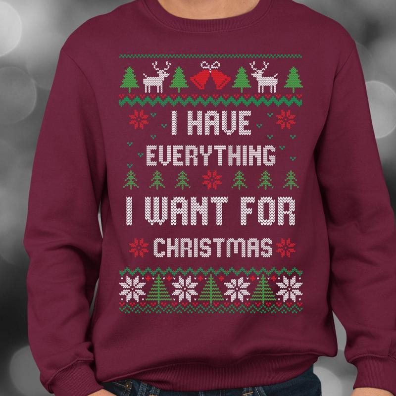 Couple Matching Christmas Sweatshirt - “Everything I Want” Interactive Holiday Apparel