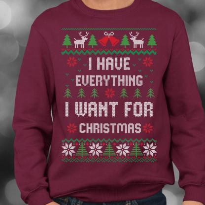 Couple Matching Christmas Sweatshirt - “Everything I Want” Interactive Holiday Apparel