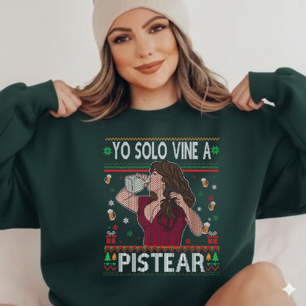 Jenni Rivera “Pistear” Christmas Sweatshirt - Latin Music-Inspired Festive Apparel