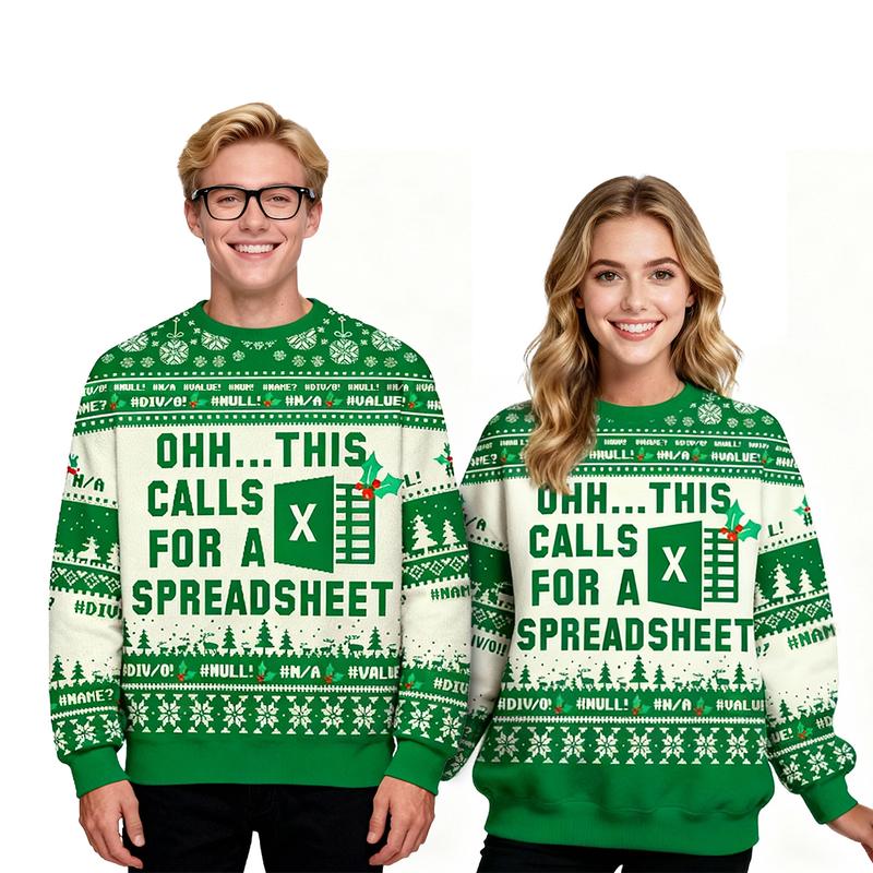 Office Geek Christmas Ugly Sweater - Excel/PowerPoint/Word Themed Festive Apparel