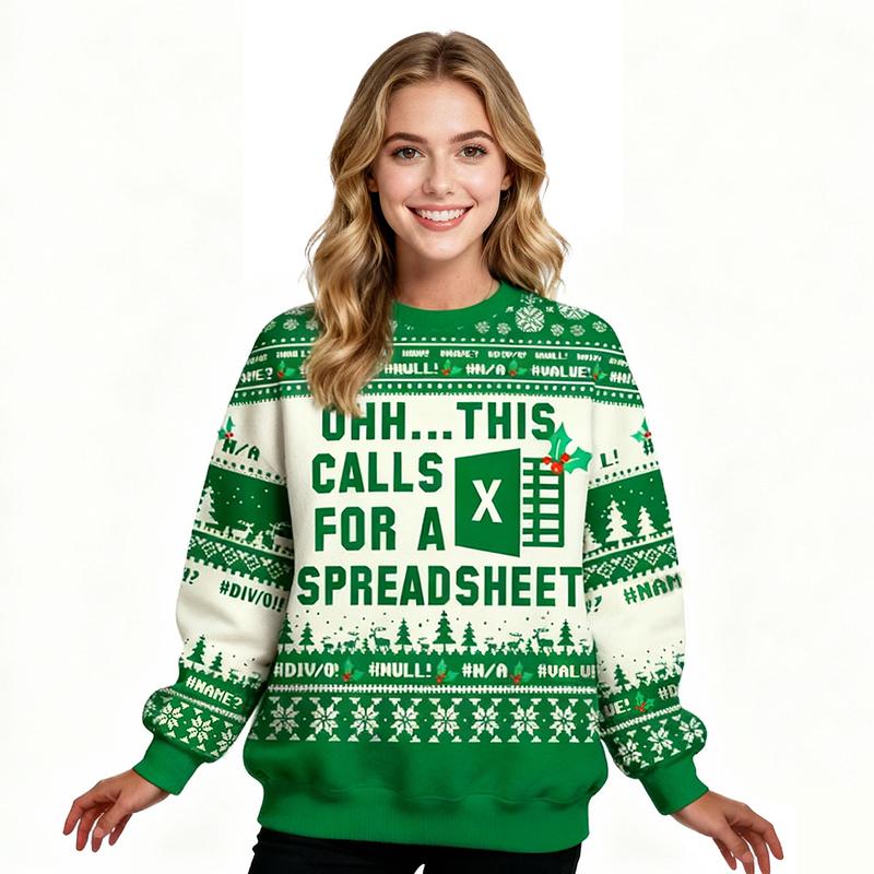 Office Geek Christmas Ugly Sweater - Excel/PowerPoint/Word Themed Festive Apparel