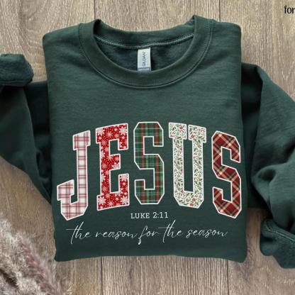 “Jesus: The Reason For The Season” Christian Christmas Sweatshirt – Faith-Based Festive Apparel