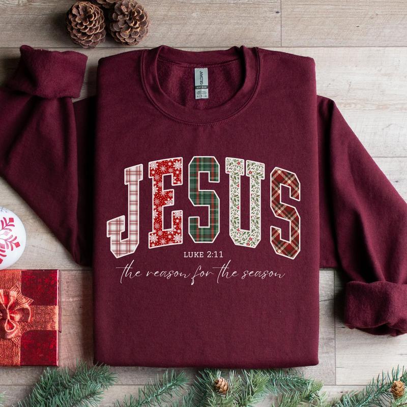 “Jesus: The Reason For The Season” Christian Christmas Sweatshirt – Faith-Based Festive Apparel