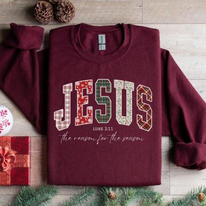 “Jesus: The Reason For The Season” Christian Christmas Sweatshirt – Faith-Based Festive Apparel
