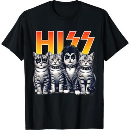 Cute Hiss Cats Rock Kittens Kitty Rocking Music Cat Lovers T-Shirt