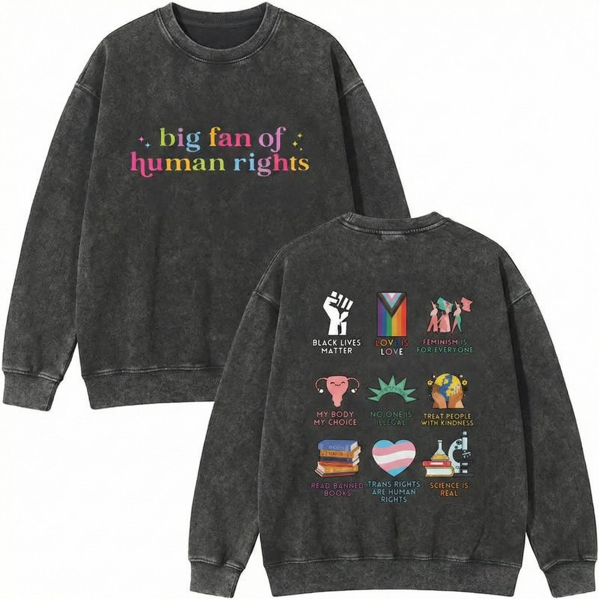 "Big Fan of Human Rights" Vintage Wash Hoodie - The Equality Collection