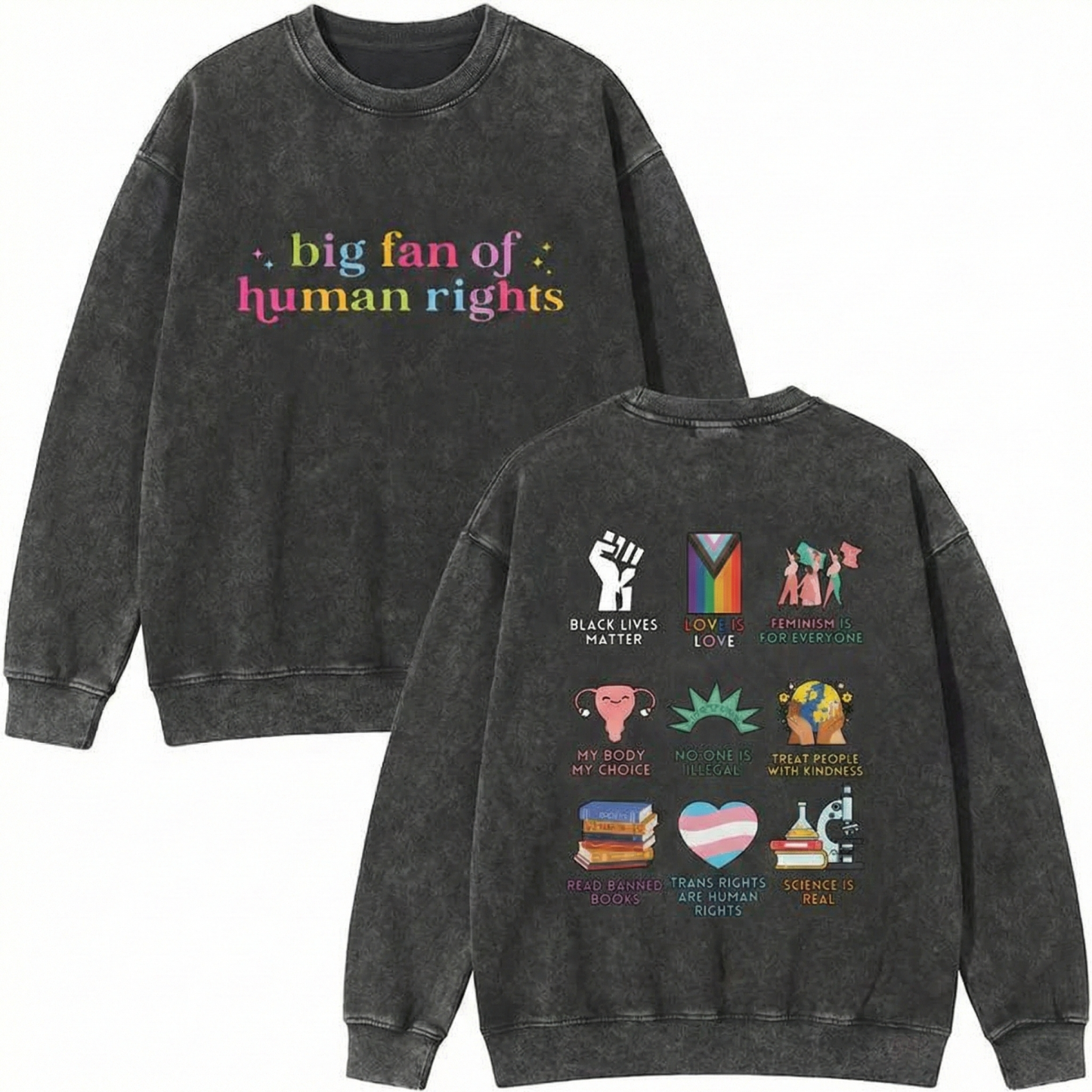 "Big Fan of Human Rights" Vintage Wash Hoodie - The Equality Collection