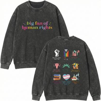 "Big Fan of Human Rights" Vintage Wash Hoodie - The Equality Collection