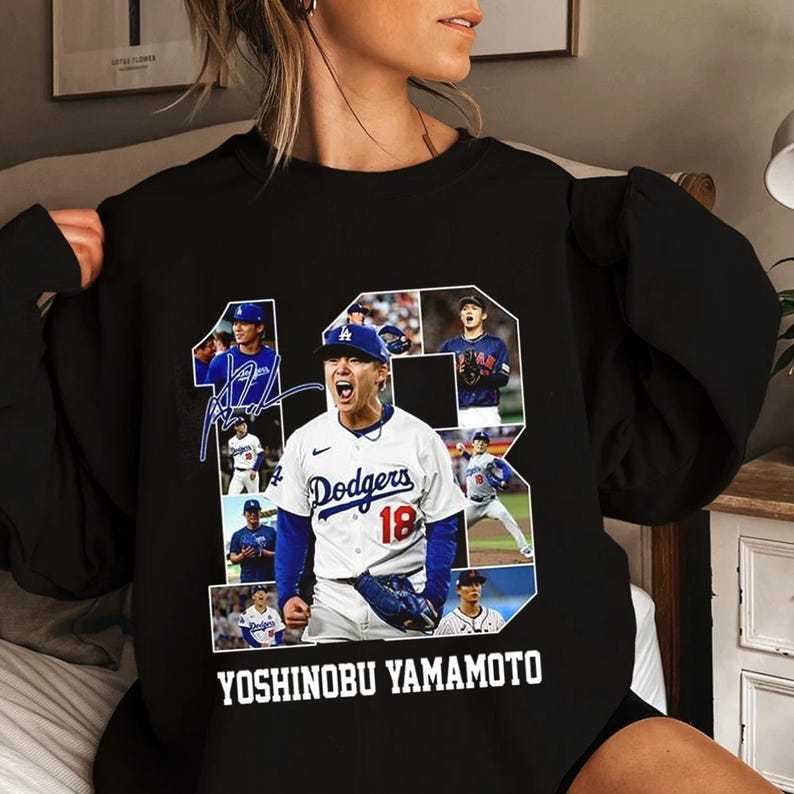 Yoshinobu Yamamoto “18” Baseball Tribute Apparel - Oversized Tee & Sweatshirt Collection