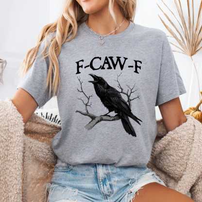“F - CAW - F” Raven Dark Style Cream Crewneck Tee