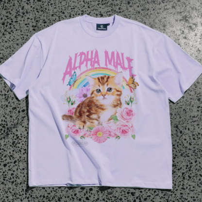 "ALPHA MALE" Retro Kitten Graphic T-Shirt