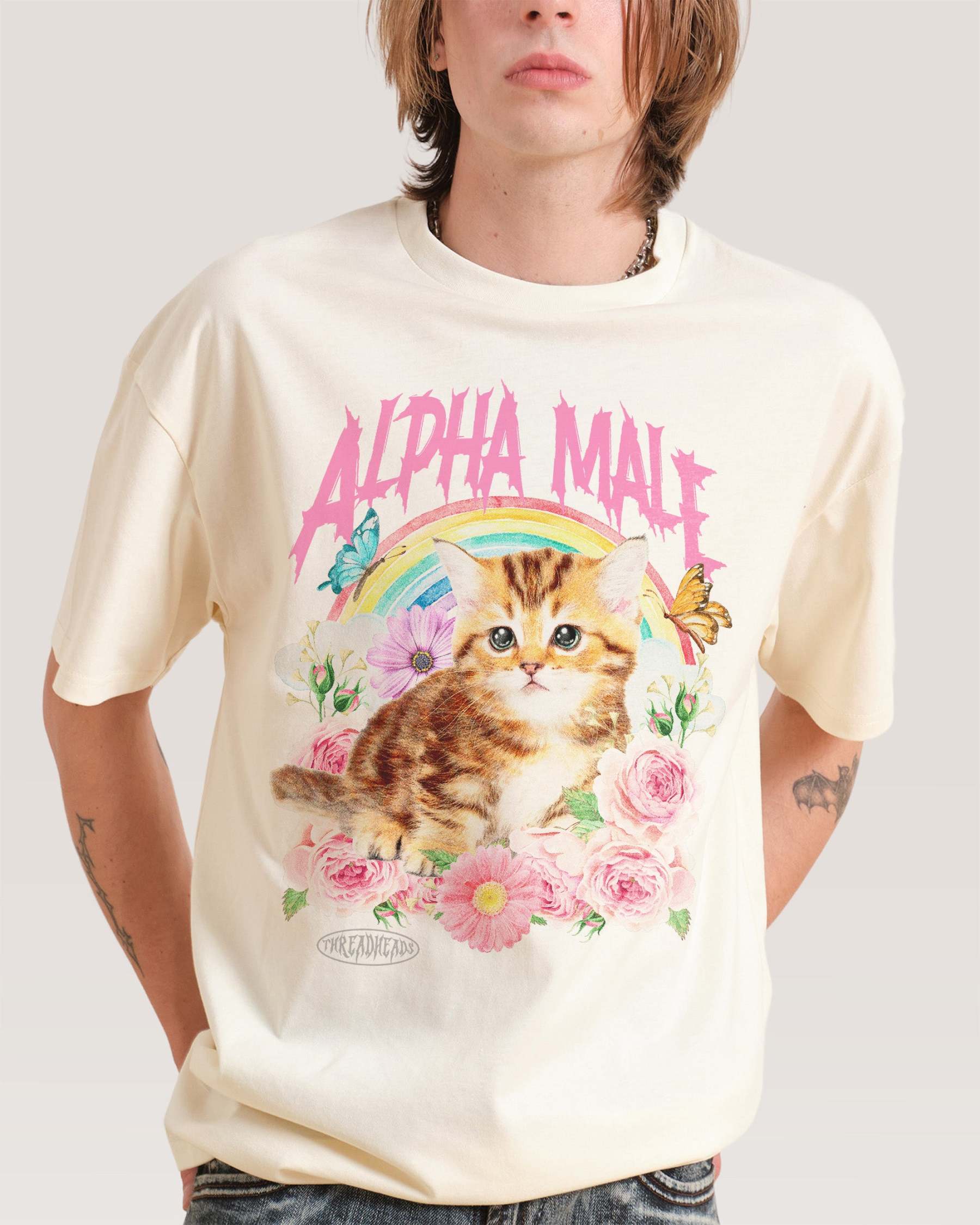 "ALPHA MALE" Retro Kitten Graphic T-Shirt