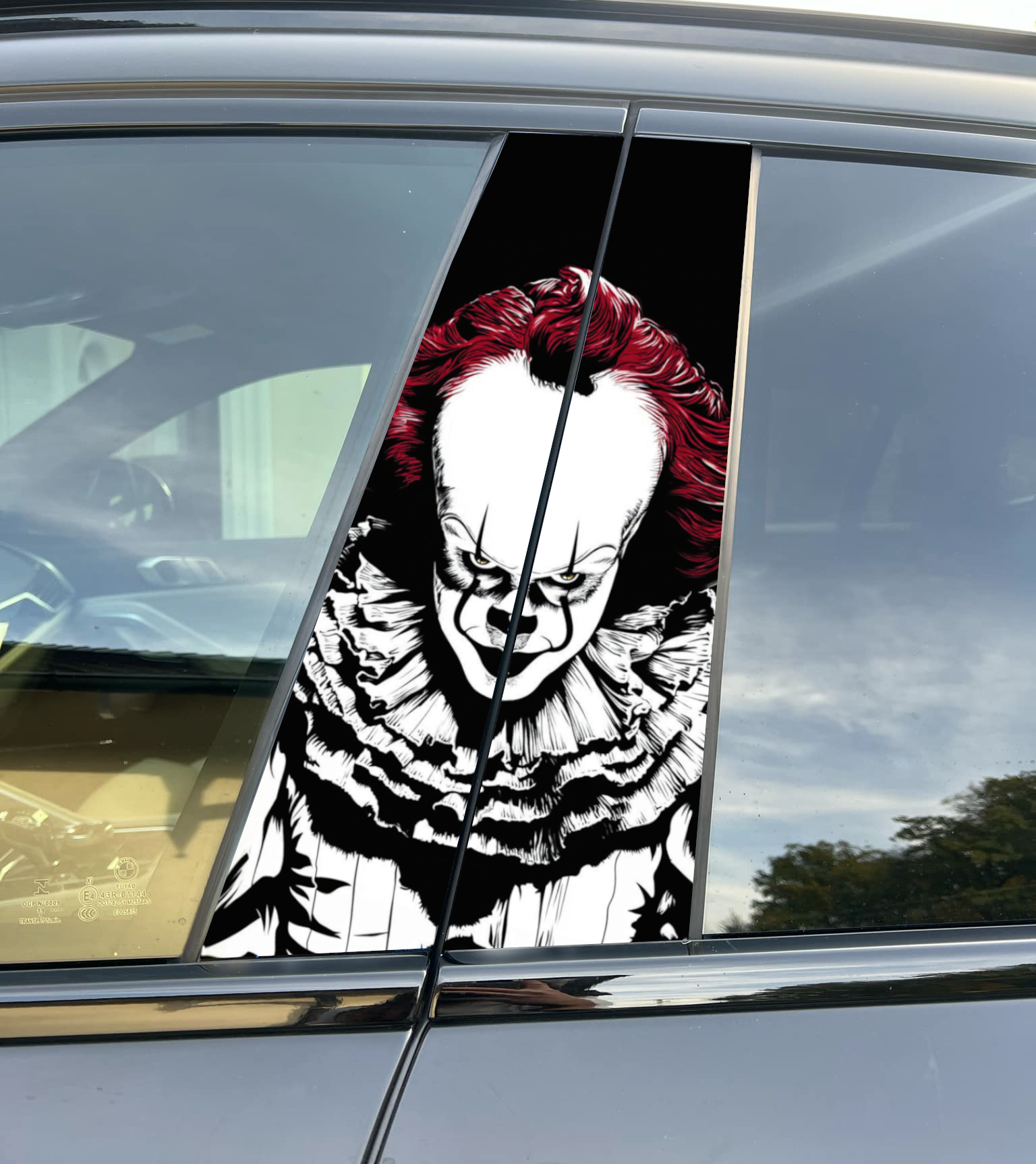 Pennywise Clown Car Pillar Wrap Premium Vinyl B-Pillar Decal, Universal Fit