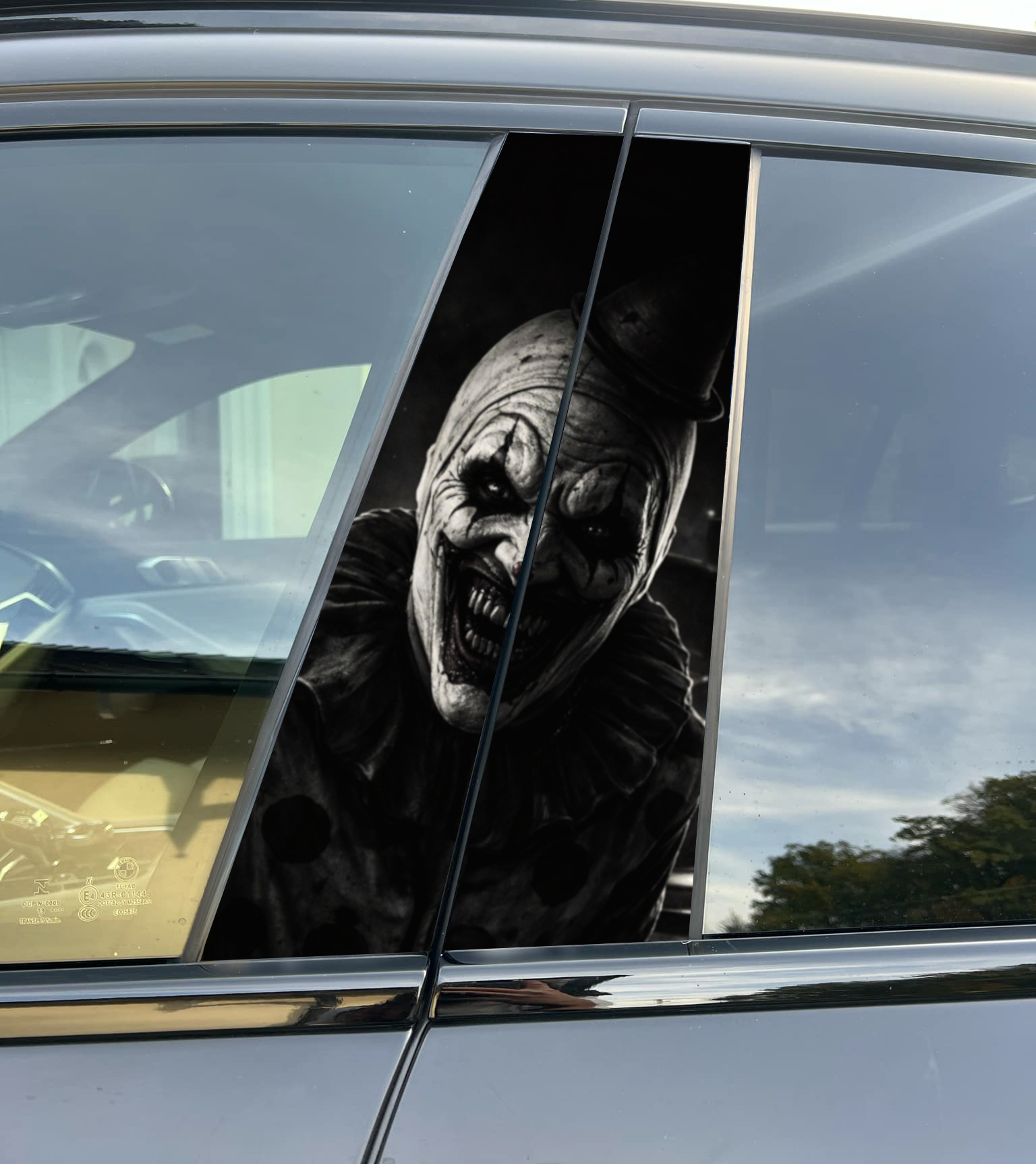 Art the Clown Car Pillar Wrap - Premium Vinyl B-Pillar Decal, Universal Fit