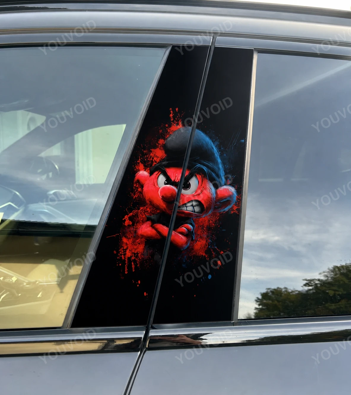 Red Smurf - Car pillar sticker
