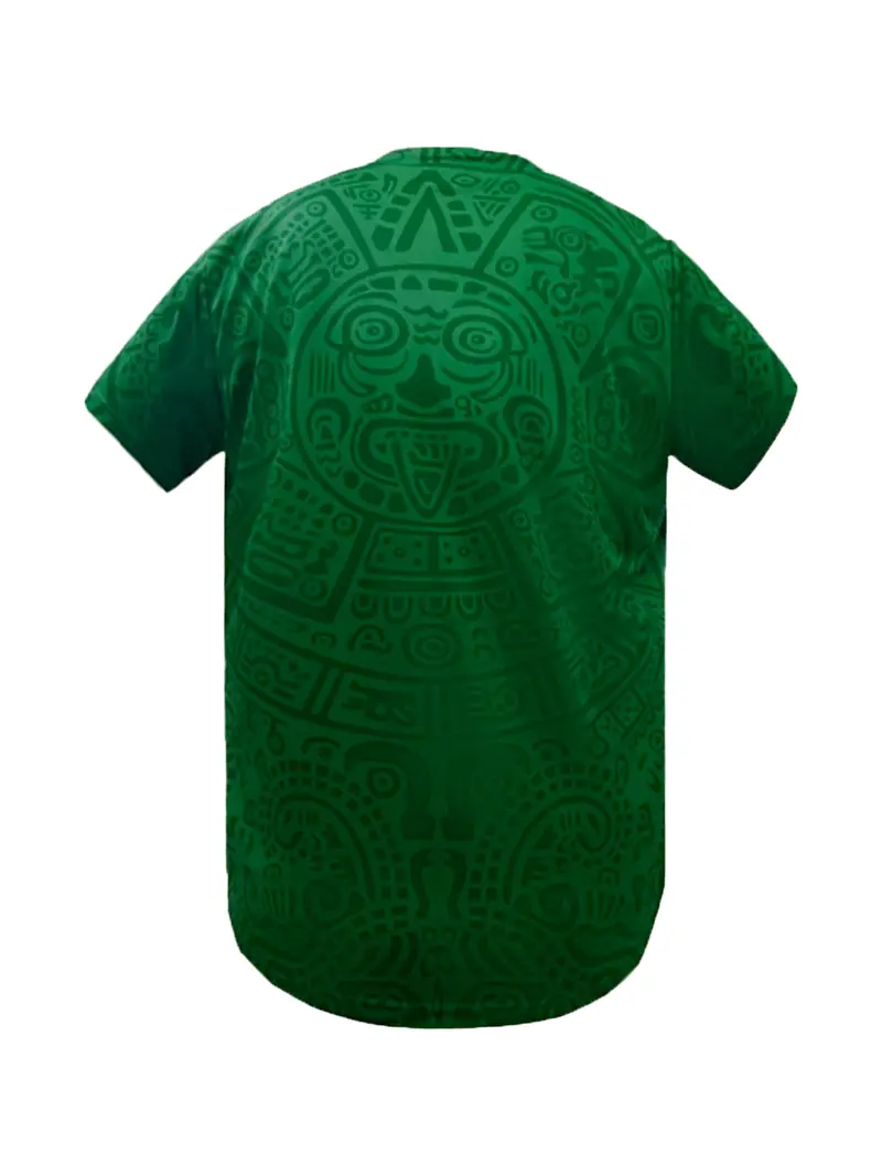 Mexico Aztec Calendar Men's Baseball Jersey - Patriotic V-Neck Short Sleeve Button Down Shirt Heritage Sports Streetwear