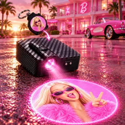 Barbie Piece Sign Hot Pink Furry Coat LED Car Door Projector Light