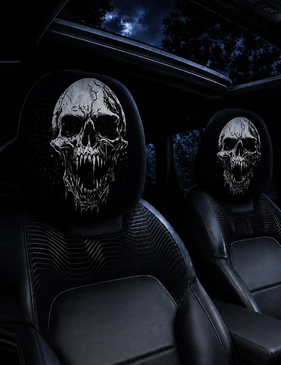 Ghost Face Car Headrest Covers - Style D