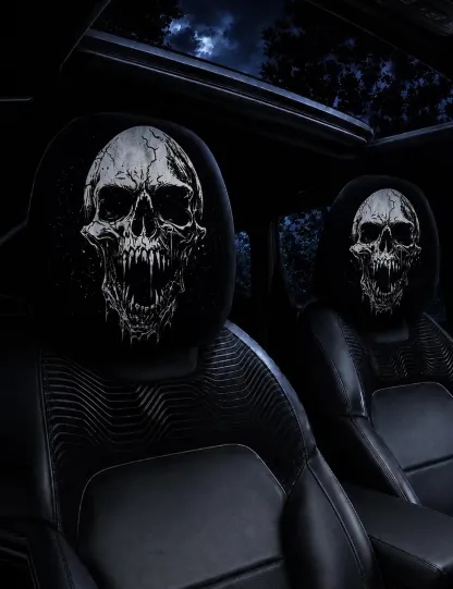 Ghost Face Car Headrest Covers - Style D (2PC) image 1