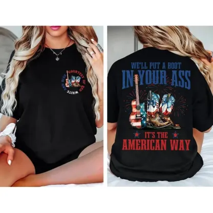 American Way Patriotic Cowboy Boots & Guitar Tee