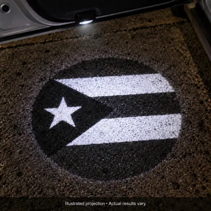 Black and White Puerto Rican Flag Ground Projection Close-Up