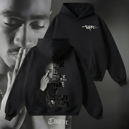 Tupac "Real Is Rare" Hoodie - Iconic Split-Design Streetwear