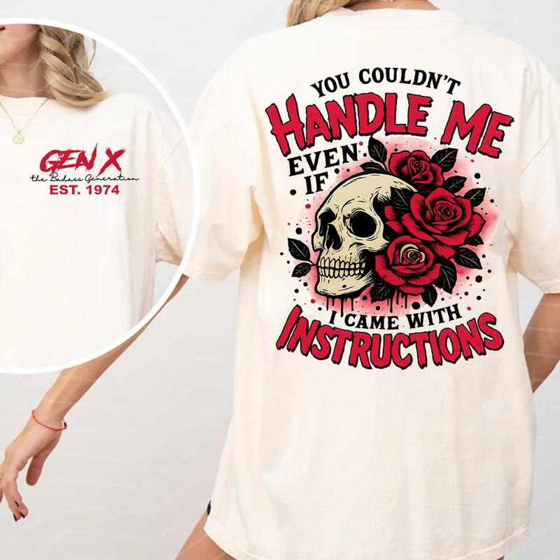 Custom "Gen X Relentless Generation EST. [Your Year]" Graphic Tee – Skull Rose Vintage Style