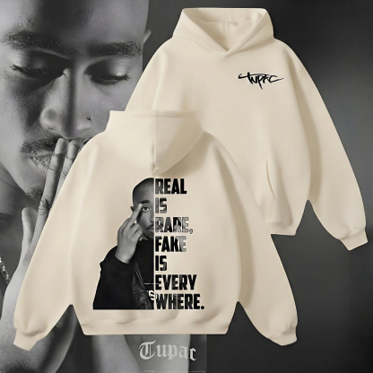 Tupac "Real Is Rare" Hoodie - Iconic Split-Design Streetwear