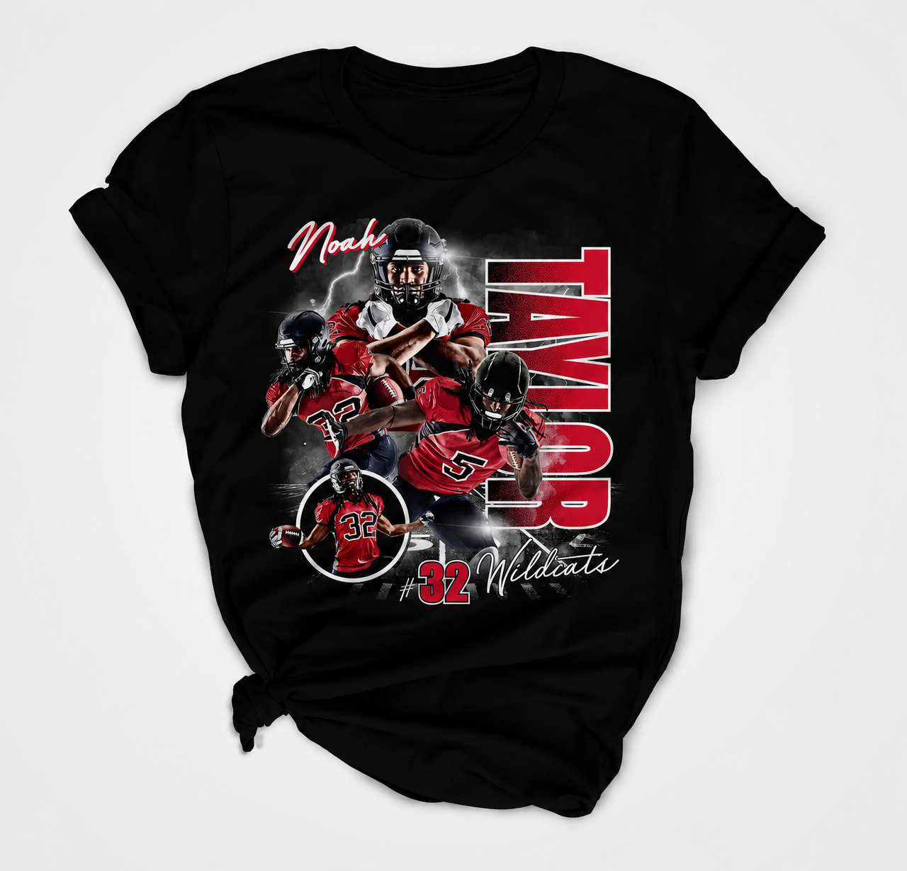 Vintage Football Player Graphic Tee | Retro Sports Athlete Collage T-Shirt