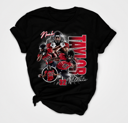 Vintage Football Player Graphic Tee | Retro Sports Athlete Collage T-Shirt