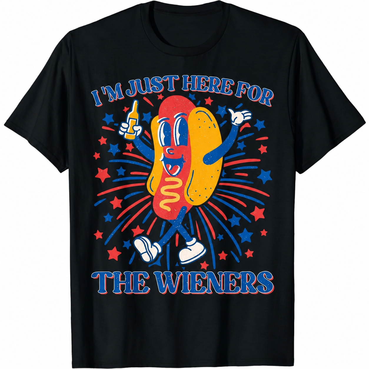 I'm Just Here For The Wieners Funny Hot Dog Graphic Tee