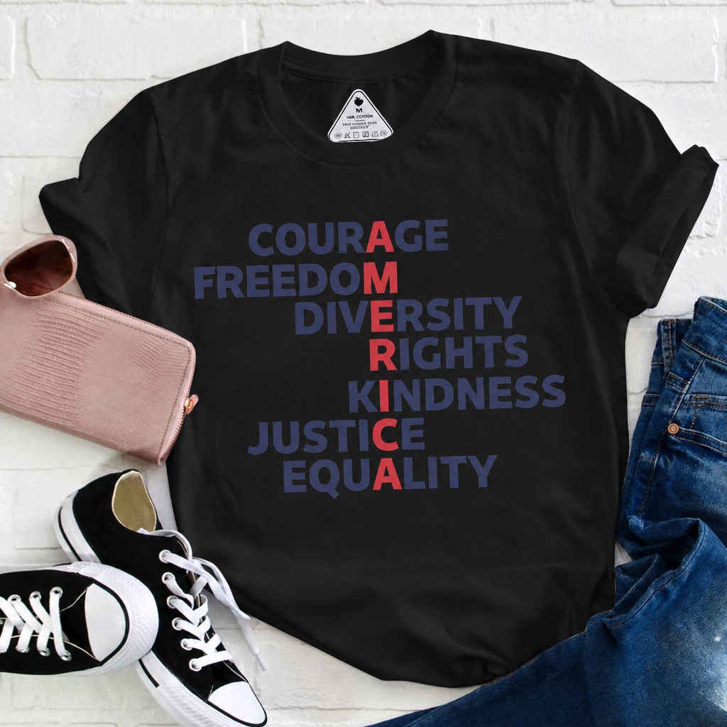 July 4th Courage Freedom Equality Graphic Tee