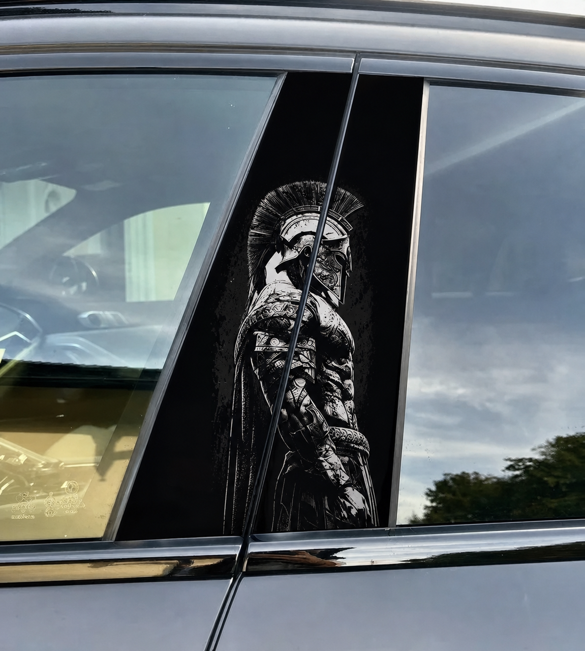 Spartan Warrior Car Pillar Wrap - Premium Vinyl B-Pillar Decal, Universal Fit