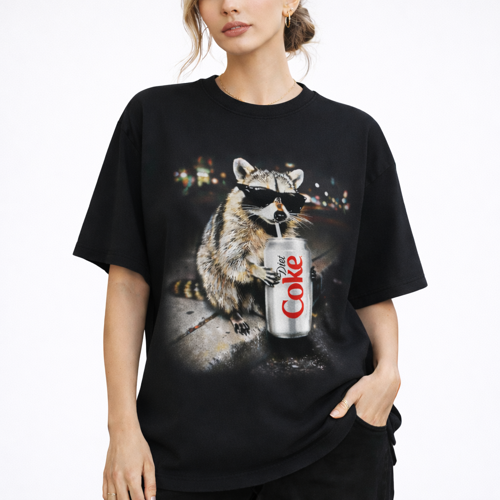Vintage Diet Coke Raccoon Graphic Shirt Heavy Cotton
