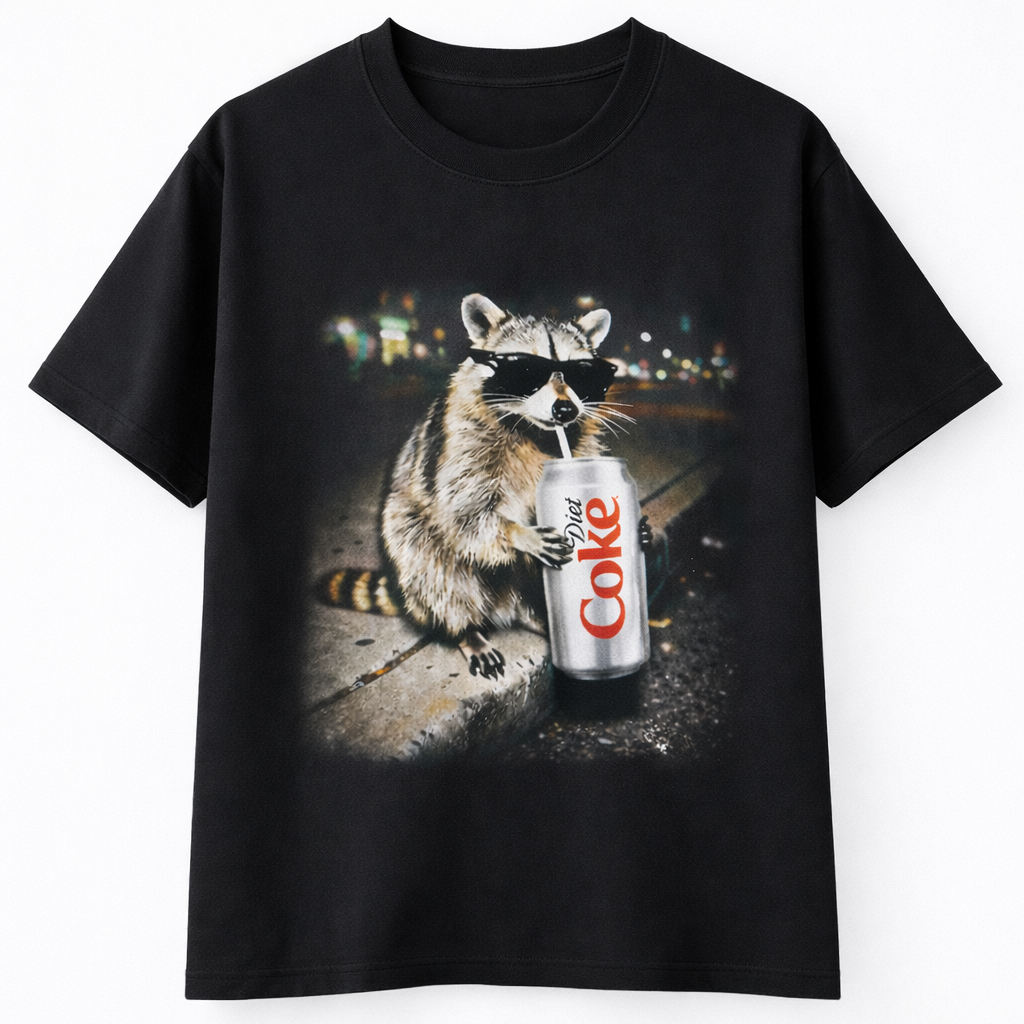 Vintage Diet Coke Raccoon Graphic Shirt Heavy Cotton