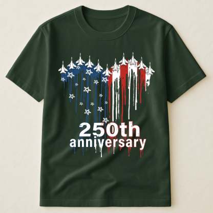 250th Anniversary USA Jet Fighter Graphic T-Shirt – Patriotic America 1776–2026 Tee