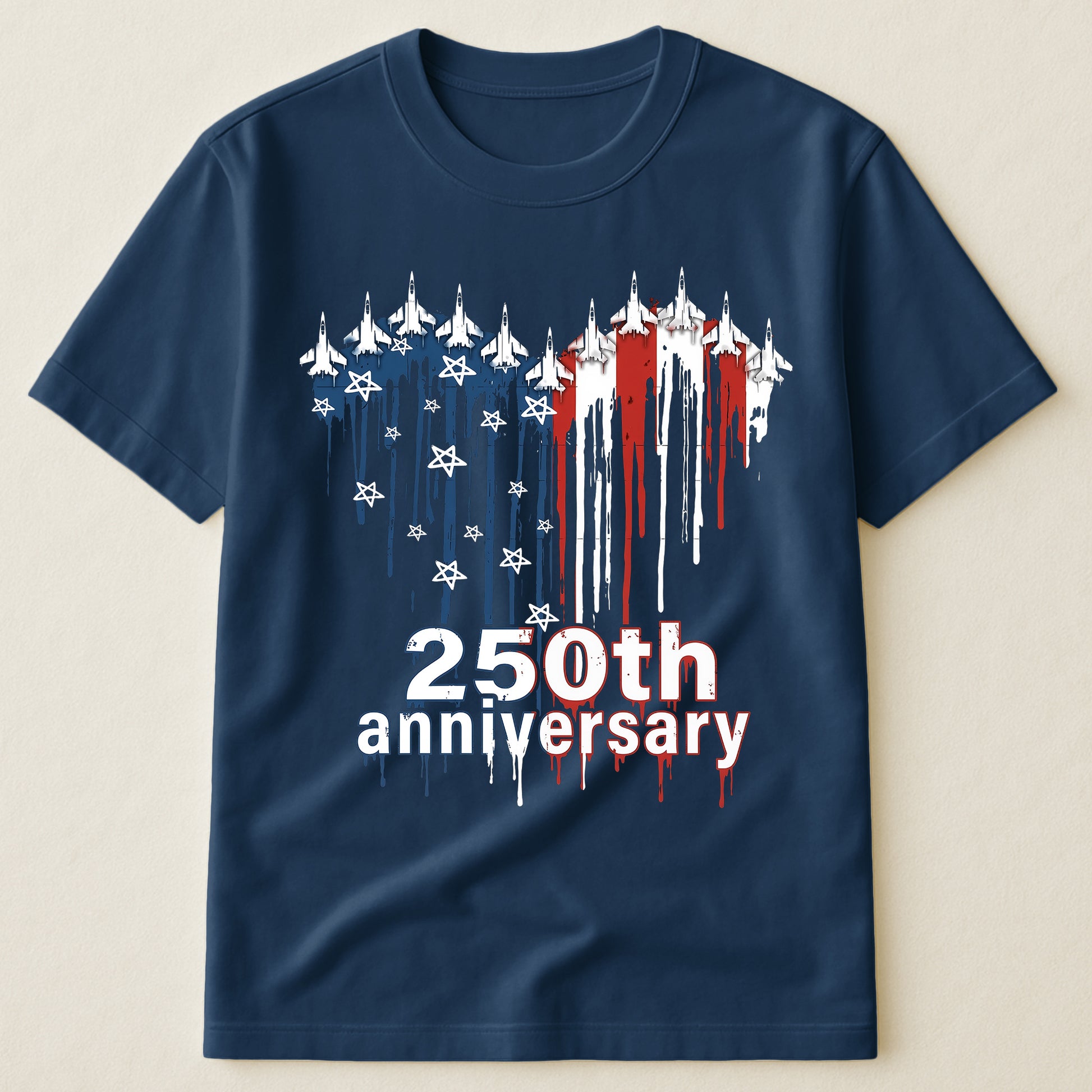250th Anniversary USA Jet Fighter Graphic T-Shirt – Patriotic America 1776–2026 Tee